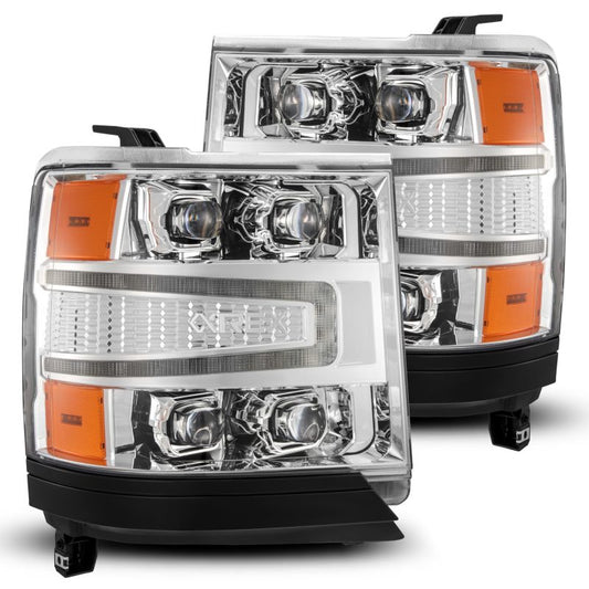 AlphaRex 16-18 Chevy 1500HD NOVA-Series LED Proj Headlights Chrm w/Actv Lgt/SeqSig & DRL(Req 810023) - Burkken Auto Parts
