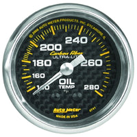 Autometer Carbon Fiber 52mm 140-280 Deg F Mechanical Oil Temp Gauge - Burkken Auto Parts