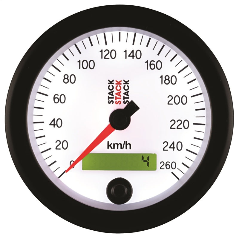 Autometer Stack Instruments 88MM 0-260 KM/H Programmable Speedometer - White - Burkken Auto Parts