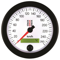 Autometer Stack Instruments 88MM 0-260 KM/H Programmable Speedometer - White - Burkken Auto Parts