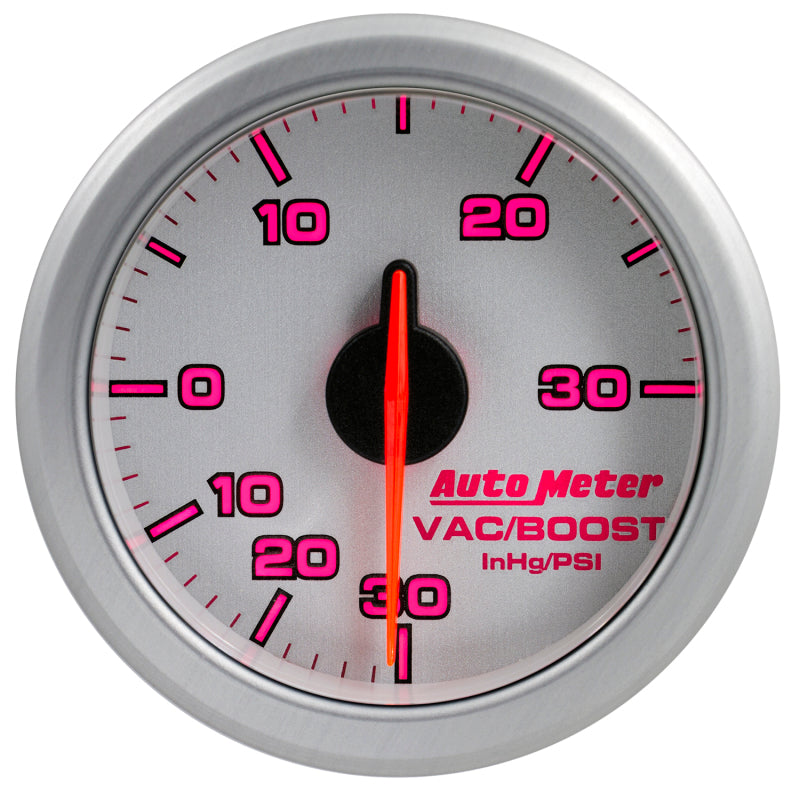 Autometer Airdrive 2-1/6in Boost/Vac Gauge 30in HG/30 PSI - Silver - Burkken Auto Parts