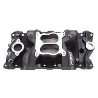 Edelbrock Manifold SBC Performer Air Gap Black - Burkken Auto Parts
