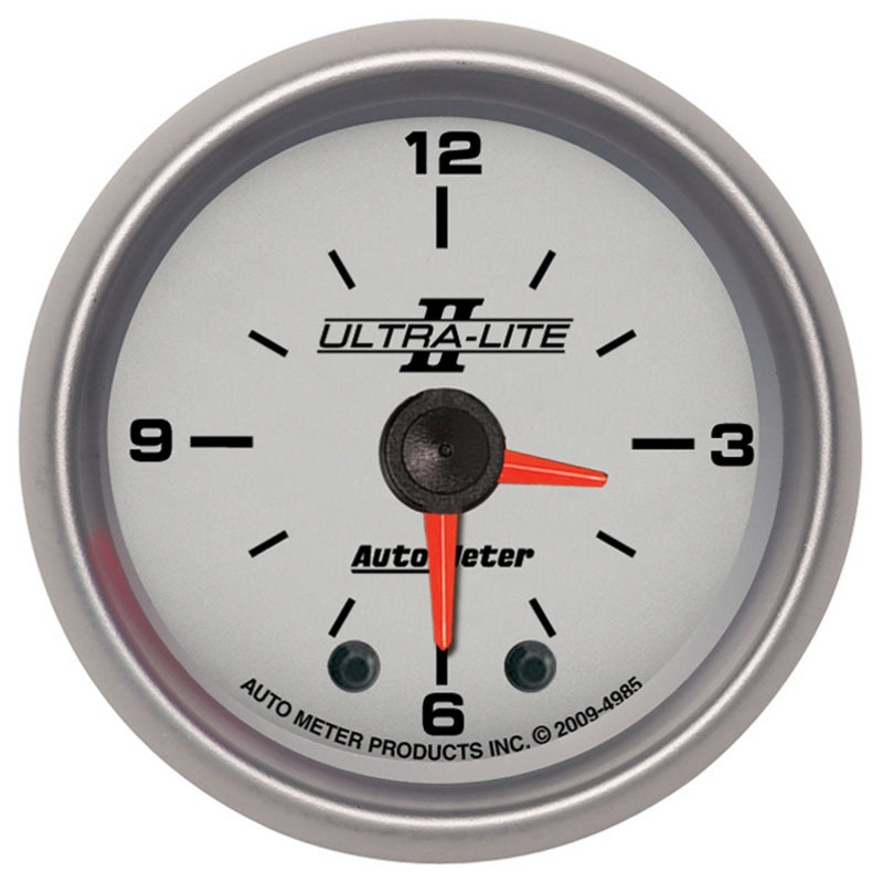 Autometer Ultra-Lite II 2in Illuminated Analog Full Sweep Electronic 12 Hour Clock - Burkken Auto Parts