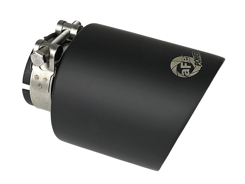aFe Takeda 304 SS Clamp-On Exhaust Tip 2.5in. Inlet / 4.5in. Outlet / 7in. L - Black - Burkken Auto Parts