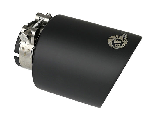 aFe Takeda 304 SS Clamp-On Exhaust Tip 2.5in. Inlet / 4.5in. Outlet / 7in. L - Black - Burkken Auto Parts