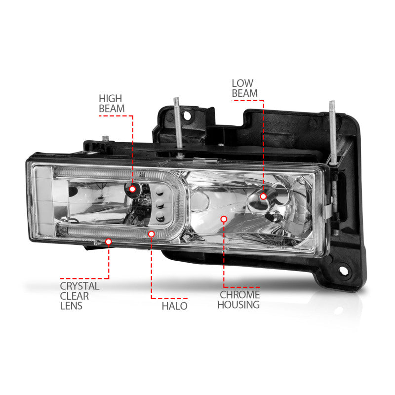 ANZO 1999-2000 Cadillac Escalade Crystal Headlights - Burkken Auto Parts