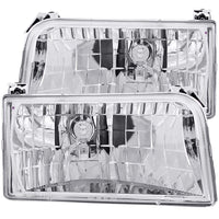 ANZO 1992-1996 Ford F-150 Crystal Headlights Chrome - Burkken Auto Parts
