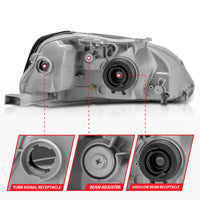ANZO 1999-2000 Honda Civic Crystal Headlights Black - Burkken Auto Parts