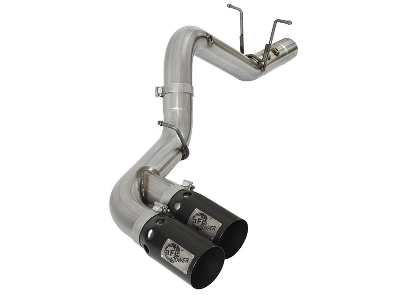 aFe Victory Series 4in 409-SS DPF-Back Exhaust w/ Dual Black Tips 2017 GM Duramax V8-6.6L(td) L5P - Burkken Auto Parts