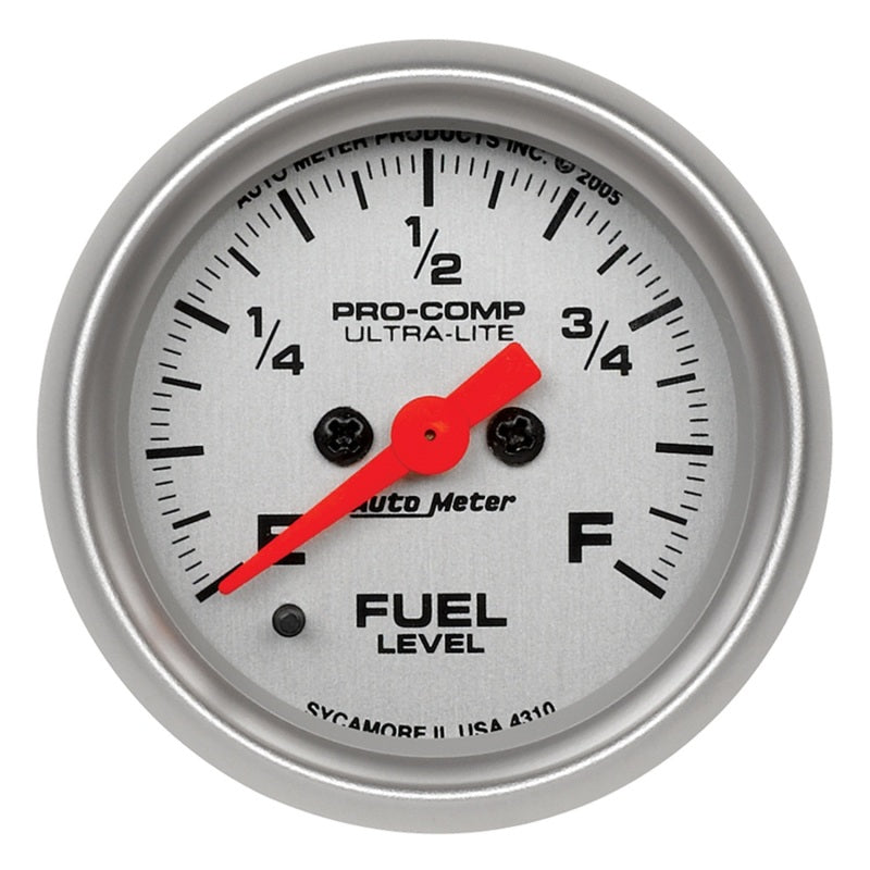 Autometer Ultra-Lite 52mm 0-280 ohm Adj Full Sweep Electronic Fuel Level Programmable Empty-Full  Ga - Burkken Auto Parts