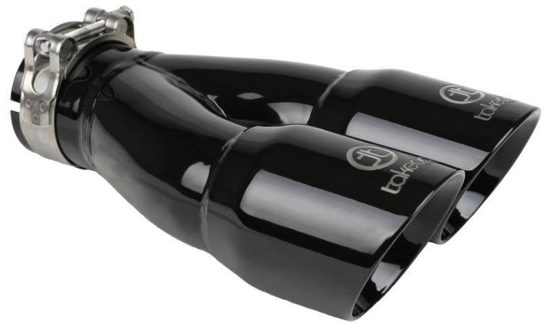 aFe Takeda 2.5in 304 Stainless Steel Clamp-on Exhaust Tip 2.5in Inlet 3in Dual Outlet - Black - Burkken Auto Parts