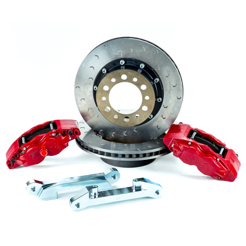Alcon 2007+ Jeep JK w/ 5x5.5in Hub 355x22mm Rotor 4-Piston Calipers Rear Brake Upgrade Kit - Red - Burkken Auto Parts