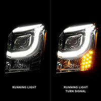 ANZO 2015-2017 GMC Yukon XL Projector Headlights W Lightbar - Chrome/Amber - Burkken Auto Parts