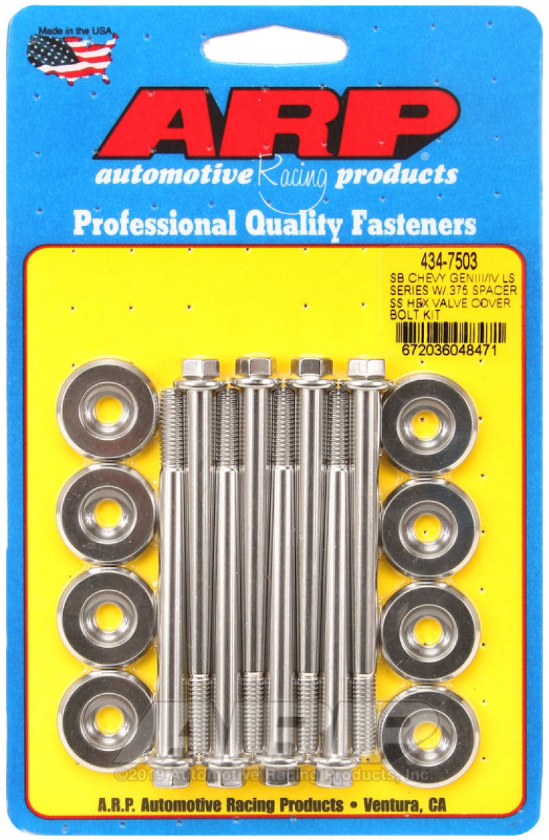 ARP SB Chevrolet Gen III/IV LS Series w/ 0.375 Spacer SS Hex Valve Cover Bolt Kit - Burkken Auto Parts