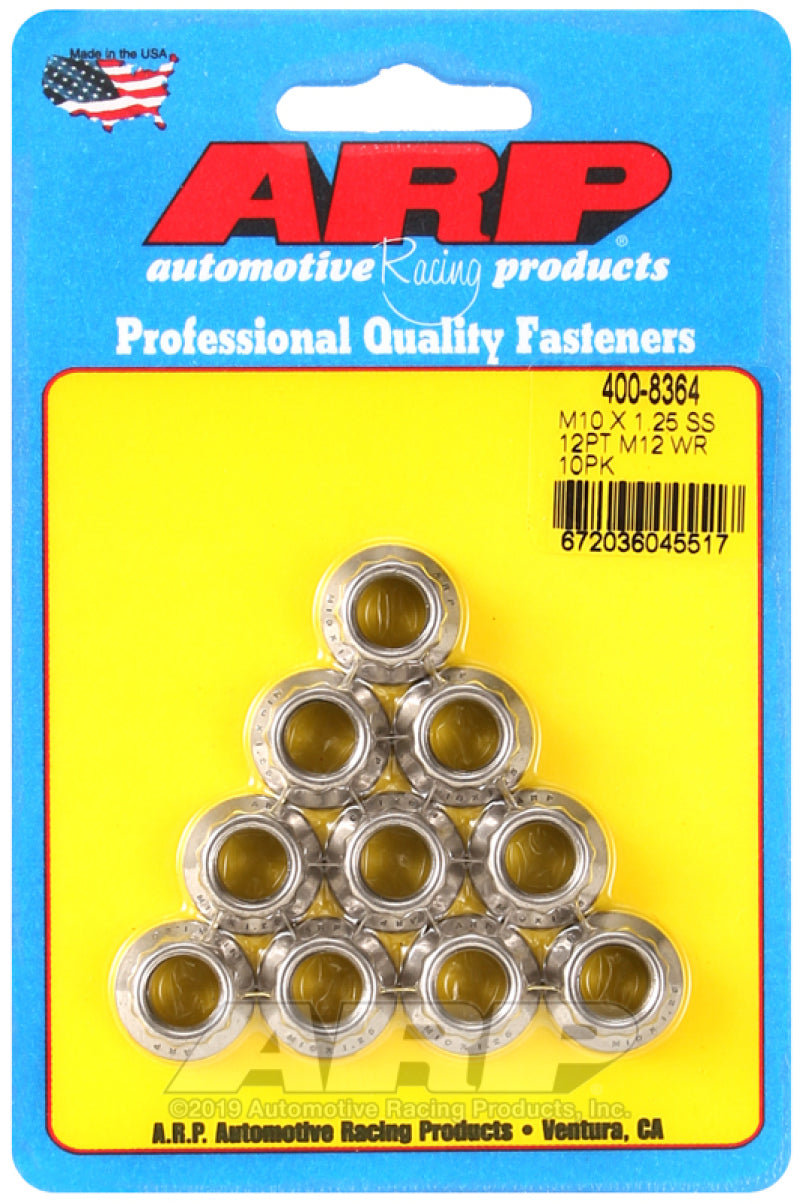 ARP M10 x 1.25 SS 12pt Nut Kit (10/pkg) - Burkken Auto Parts