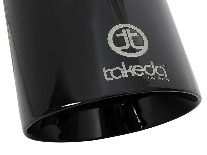 aFe Takeda 409 SS Clamp-On Exhaust Tip 2.5in. Inlet / 4.5in. Outlet / 9in. L - Black - Burkken Auto Parts