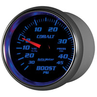 AutoMeter Gauge Vac/Boost 2-5/8in. 30Inhg-45PSI Mechanical Cobalt - Burkken Auto Parts