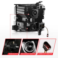 ANZO 19-22 Chevrolet Silverado 1500 LED Proj HL w/Lgt Bar SwBk Seq. Blk w/In. Light - Passenger Side - Burkken Auto Parts