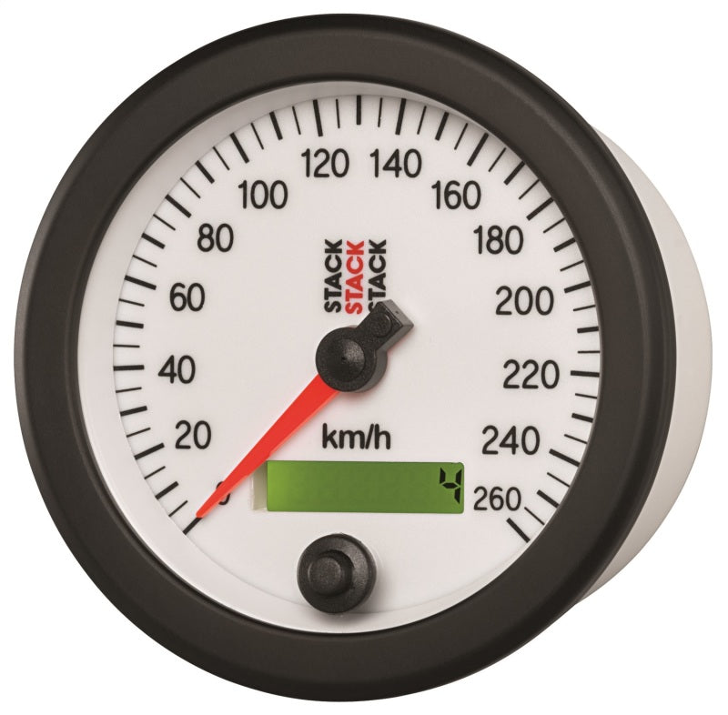 Autometer Stack Instruments 88MM 0-260 KM/H Programmable Speedometer - White - Burkken Auto Parts