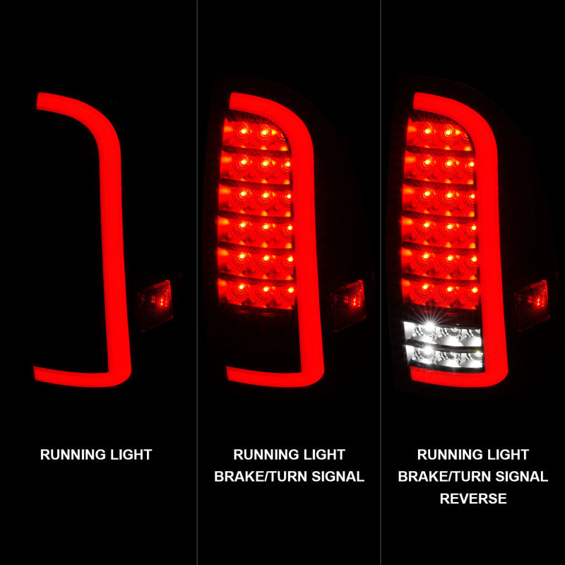 ANZO 05-15 Toyota Tacoma Full LED Tail Lights w/Light Bar Sequential Black Housing Clear Lens - Burkken Auto Parts