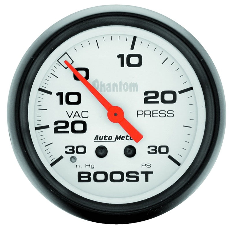 Autometer Phantom 66.7mm 30 in Hg-Vac/30PSI Mechanical Vacuum/Boost Gauge - Burkken Auto Parts