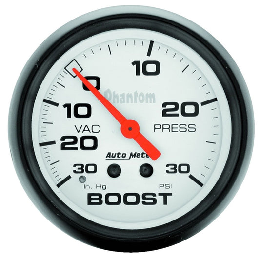 Autometer Phantom 66.7mm 30 in Hg-Vac/30PSI Mechanical Vacuum/Boost Gauge - Burkken Auto Parts
