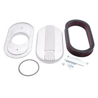 Edelbrock Air Cleaner Classic Series Oval Aluminum Top Cloth Element 17 5In X 9 35In X 3 9In Satin - Burkken Auto Parts
