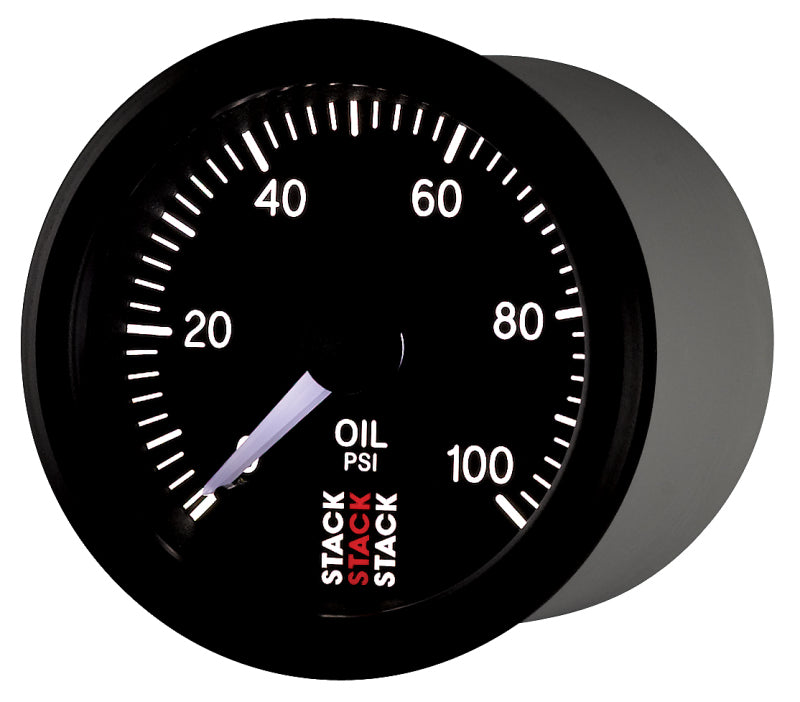 Autometer Stack 52mm 0-100 PSI 1/8in NPTF (M) Mechanical Oil Pressure Gauge - Black - Burkken Auto Parts