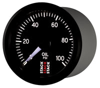 Autometer Stack 52mm 0-100 PSI 1/8in NPTF (M) Mechanical Oil Pressure Gauge - Black - Burkken Auto Parts