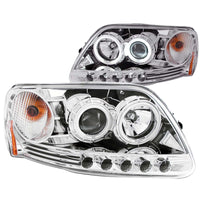 ANZO 1997.5-2003 Ford F-150 Projector Headlights w/ Halo Chrome 1pc - Burkken Auto Parts
