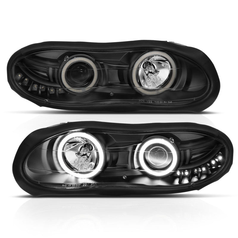 ANZO 1998-2002 Chevrolet Camaro Projector Headlights w/ Halo Black - Burkken Auto Parts