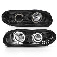 ANZO 1998-2002 Chevrolet Camaro Projector Headlights w/ Halo Black - Burkken Auto Parts
