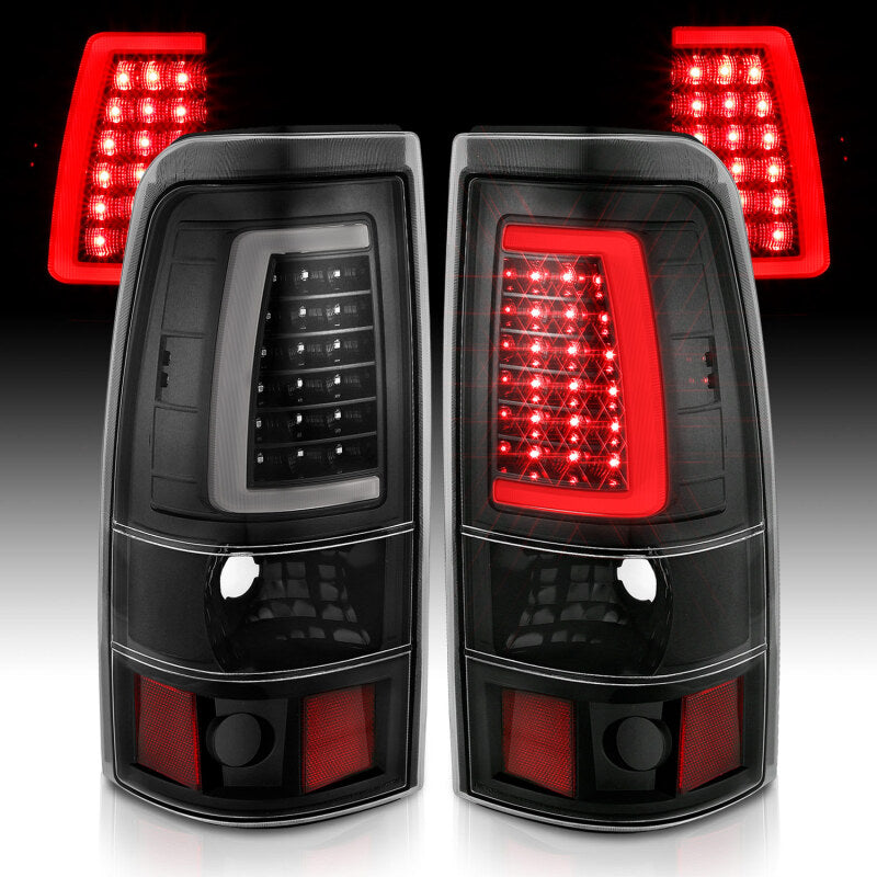 ANZO 1999-2002 Chevy Silverado 1500 LED Taillights Plank Style Black w/Clear Lens - Burkken Auto Parts