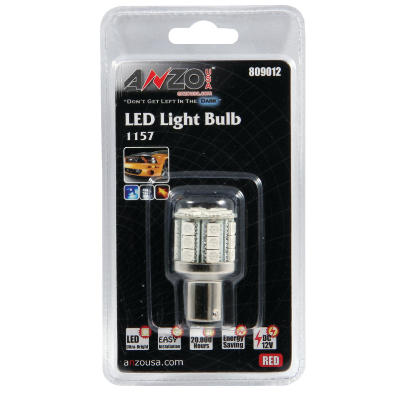 ANZO LED Bulbs Universal LED 1157 Red - 28 LEDs 1 3/4in Tall - Burkken Auto Parts