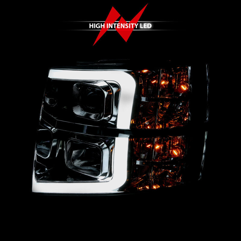 ANZO 2007-2013 Chevy Silverado 1500 Projector Plank Style Chrome Amber - Burkken Auto Parts