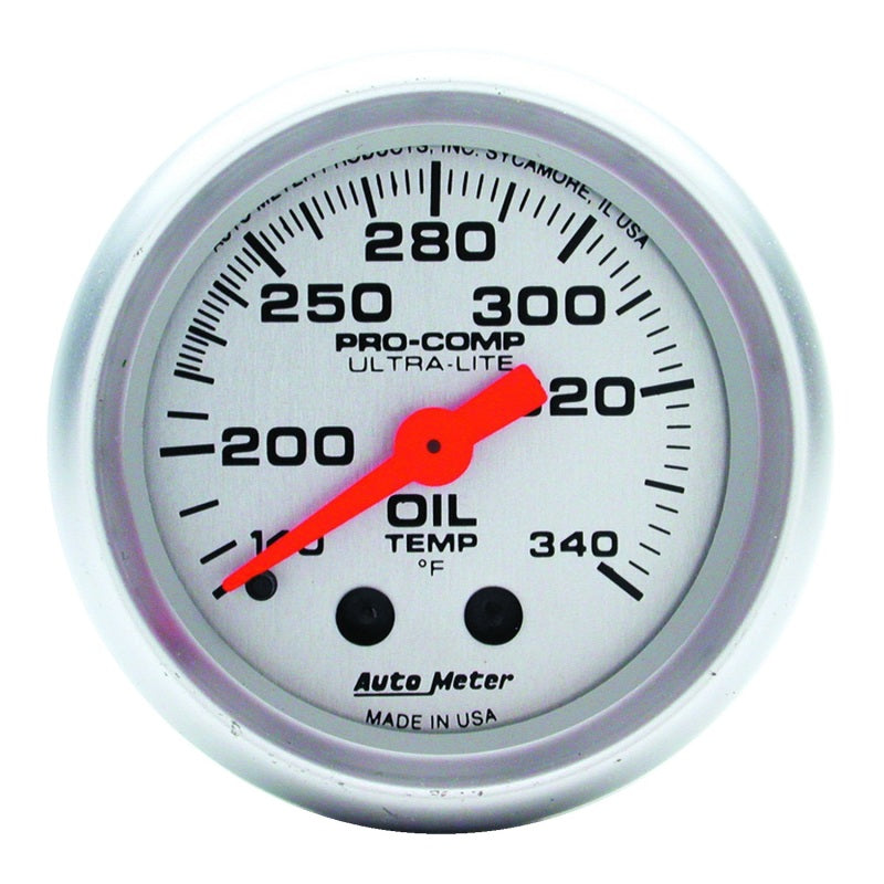 AutoMeter Gauge Oil Tank Temp 2-1/16in. 140-340 Deg. F Mechanical Ultra-Lite - Burkken Auto Parts