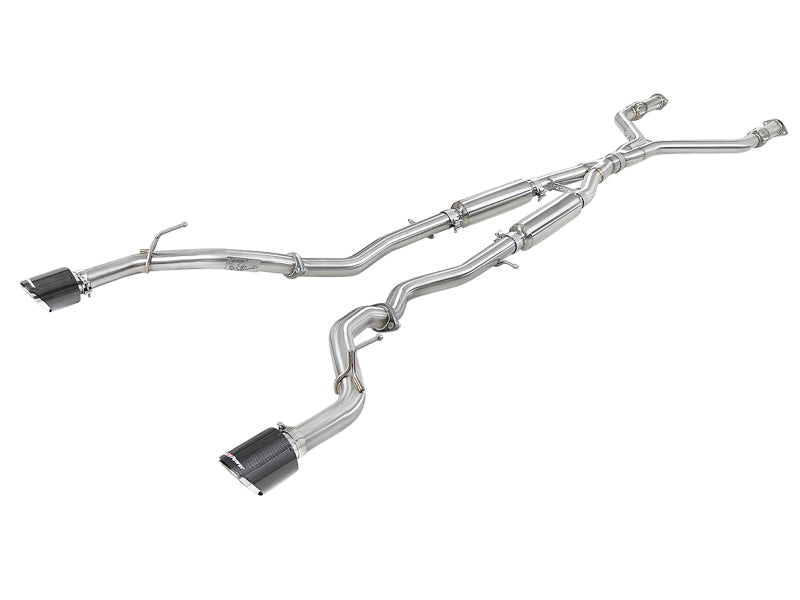aFe POWER Takeda 2.5in 304 SS CB Exhaust w/ Carbon Fiber Tips 17-19 Infiniti Q60 V6-3.0L (tt) - Burkken Auto Parts
