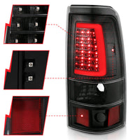 ANZO 2003-2006 Chevy Silverado 1500 LED Taillights Plank Style Black w/Clear Lens - Burkken Auto Parts