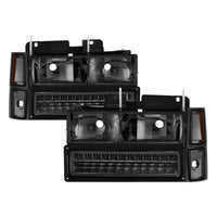 xTune 92-94 Blazer Full Size Corner/LED Bumper Headlights Smoke HD-JH-CCK88-LED-AM-SM-SET - Burkken Auto Parts