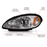 ANZO 2001-2005 Chrysler Pt Cruiser Crystal Headlight Chrome Amber (OE) - Burkken Auto Parts