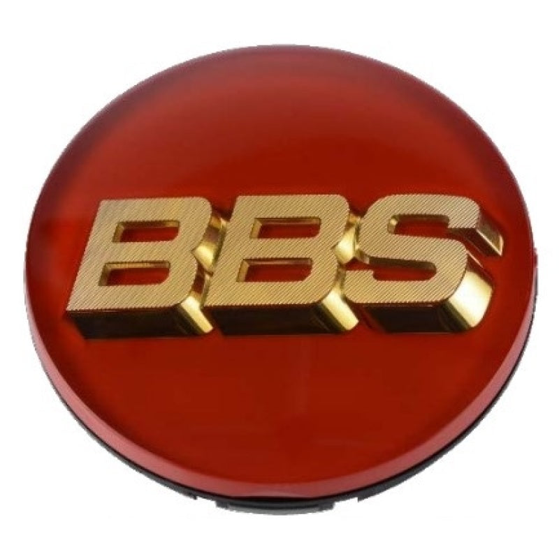 BBS Center Cap - 70mm Red w/ Gold 3D Logo (4-tab) - Burkken Auto Parts