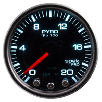 Autometer Spek-Pro Gauge Pyro. (Egt) 2 1/16in 2000f Stepper Motor W/Peak & Warn Blk/Smoke/Blk - Burkken Auto Parts