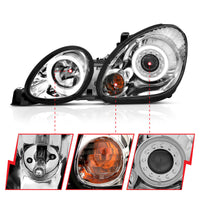 ANZO 1998-2005 Lexus Gs300 Projector Headlights w/ Halo Chrome - Burkken Auto Parts