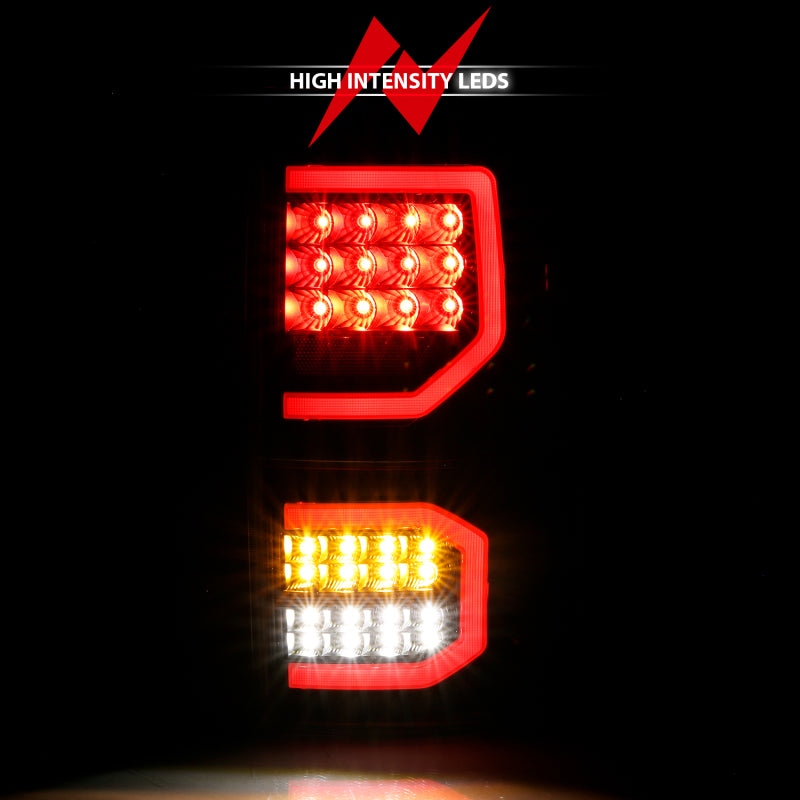 ANZO 2007-2013 Toyota Tundra LED Taillights Plank Style Black w/Clear Lens - Burkken Auto Parts