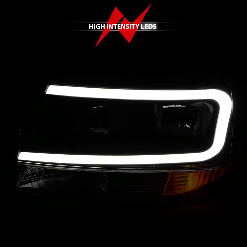 ANZO 99-04 Jeep Grand Cherokee Crystal Headlights - w/ Light Bar Black Housing - Burkken Auto Parts