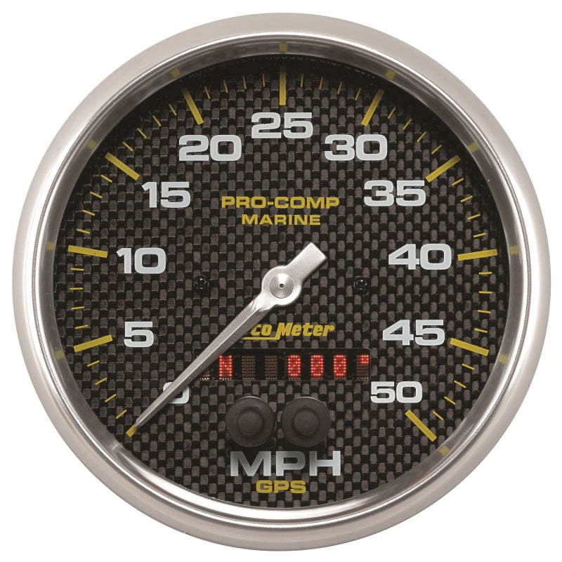 Autometer Speedometer Gauge 5 inch 50MPH GPS Marine Carbon Fiber - Burkken Auto Parts