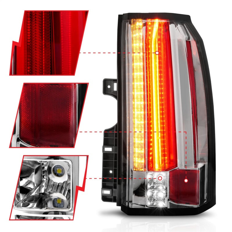 ANZO 2015-2017 GMC Yukon/Yukon XL LED Taillights Chrome - Burkken Auto Parts