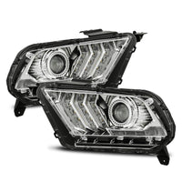 AlphaRex 10-12 Ford Mustang PRO-Series Projector Headlights Plank Style Chrome w/Top/Bottom DRL - Burkken Auto Parts