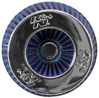 K&N Universal Air Filter Chrome Round Tapered Blue - 4in Flange ID x 1.125in Flange Length x 5.5in H - Burkken Auto Parts