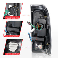 ANZO 1997-2003 Ford F-150 LED Tail Lights w/ Light Bar Black Housing Smoke Lens - Burkken Auto Parts